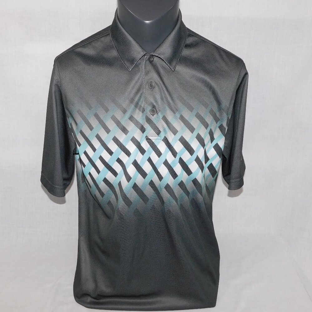 PING Gray White Blue PGA National Palm Beach resort & Spa Golf Polo Shirt Men M